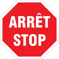 SCN Industrial - Enseigne « Arrêt / Stop », 24po x 24po, Aluminium, Bilingue Avec Pictogramme-Type d'affichage Boulonné