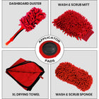 Oskar - Kit de lavage de voiture 11 pièces - Rouge-Brosses anti-rayures de construction durable