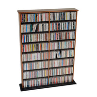 Prepac - Étagère murale double largeur, cerisier et noir-Fini en cerisier durable et laminé noir 
