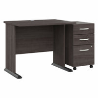 Bush Business Furniture - Petit bureau d'ordinateur 36 po l avec classeur mobile à 3 tiroirs Studio A - gris orage-L'ensemble comprend : un petit bureau d'ordinateur 36 po L et un classeur mobile à 3 tiroirs