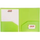 JAM Paper Chemise de présentation 2 pochettes, limette, 9 x 12 po, clair, 12/paq.-2 pochettes