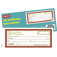 Staples - Certificats-cadeaux, bilingue-Faits de papier autocopiant de grande qualité