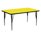 Flash Furniture – Table d’activités rectangle 30 x 60 po, stratifié haute pression 1,25 po, pattes préscolaires réglables, jaune-Stratifié jaune