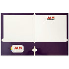 JAM PaperMD – Chemise lustrée à 3 trous et à 2 pochettes, violet, 50/paquet-Capacité : 200 feuilles