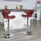 Flash Furniture – Tabouret de bar ajustable en vinyle, dossier mi-dos confortable et pied chromé, 17 1/2 x 17 1/2 po, bourgogne-Dossier et Siège courbés et profonds