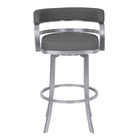 Armen Living - Prinz 66 cm Tabouret pivotant métal Simili Cuir Gris-Tabouret de bar moderne en métal de hauteur de comptoir ou de bar Prinz