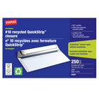 Staples - Enveloppes recyclées blanches n° 10, 4 1/8 po x 9 1/2 po, bte/250 - avec Quickstrip-Nº 10, 4 1/8 x 9 1/2 po  