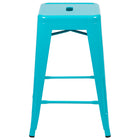 Flash Furniture Tabouret De Bar 24" - Empilable-Sarcelle - Paquet De 4 (4ET3132024TLR)-Tabouret industriel moderne en métal sarcelle