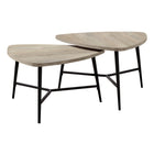 Monarch Specialties - 7939P Ens De Tables - 2Pcs/Faux Bois Taupe/Metal Noir - Paquet de 2-Ensemble de 2 tables de style contemporain du milieu du siècle