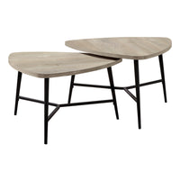Monarch Specialties - 7939P Ens De Tables - 2Pcs/Faux Bois Taupe/Metal Noir - Paquet de 2-Ensemble de 2 tables de style contemporain du milieu du siècle
