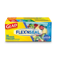 Glad - Flex'n Seal Sacs de stockage de congelateur, Moyen, Paquet de 35-Sacs à fermeture eclair pour congelateur