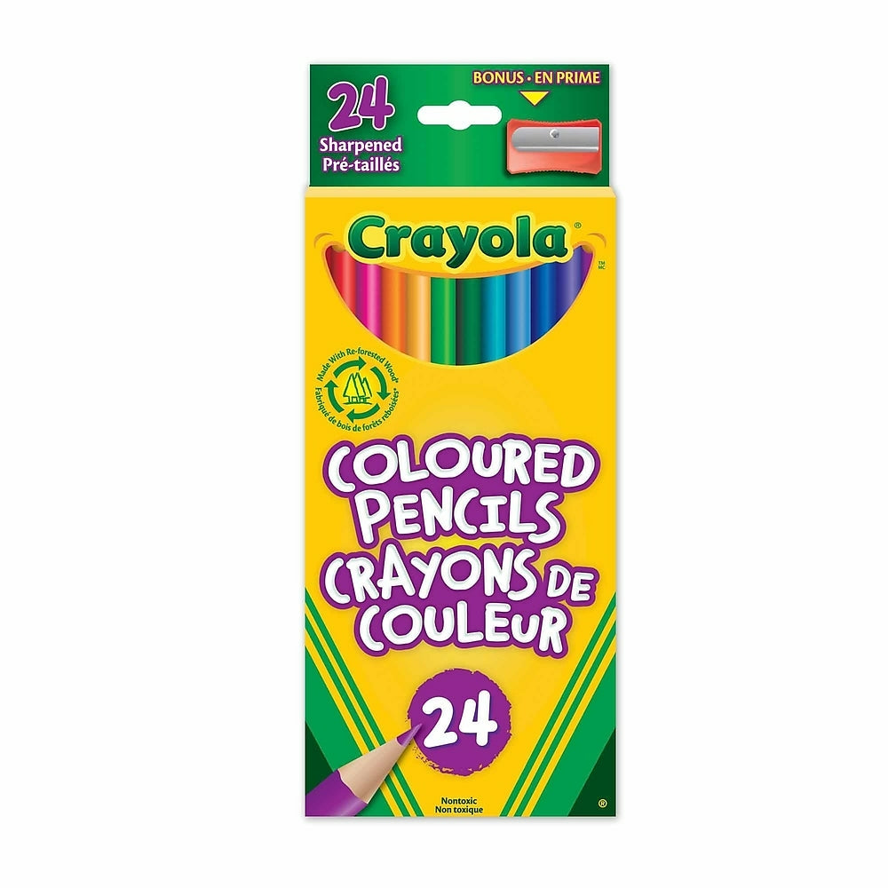 Ensemble de 24 crayons de couleur, seau en fer de crayons de