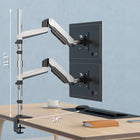 SHOPPINGALL Bras de moniteur extra-long à double vérin à gaz, empilé verticalement, pour écrans 15"-32" -SA-GA24L-Blanc-9