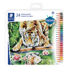 Staedtler - Crayons de couleur, couleurs assorties, paquet de 24-Forme triangulaire ergonomique pour un coloriage en tout confort