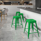 Flash Furniture – Tabouret de comptoir de 24 po en métal vieilli sans dossier, pour intérieur, vert (ETBT350324GN)-Conception sans dossier