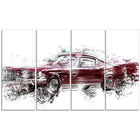 Designart – Imprimé sur toile, voiture « muscle car » rouge vin (PT2657-48-24)-Impression