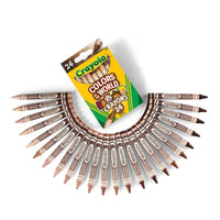 Crayola - Crayons de cire aux couleurs de la peau Colors of the World - Paquet de 24-Ces couleurs viennent s'ajouter à votre collection de crayons de cire, permettant de colorier et de dessiner de façon encore plus détaillée et réaliste.