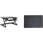 Rocelco – Plateforme pour bureau assis/debout, hauteur réglable, EADR+MAFM avec tapis anti-fatigue moyen, noir (EADRMAFM)-GRANDE SURFACE DE TRAVAIL : Largeur de 32 po à capacité de jusqu'à deux moniteurs de 24 po ou un moniteur de 32 po