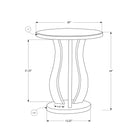 Monarch Specialties - 3726 Table D'Appoint - 20 po Dia/Argent Brosse/Miroir-Dessus de table spacieuse pour une lampe ou des objets décoratifs