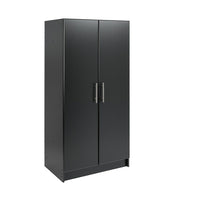 Prepac – Placard étroit de 32 po, Elite, noir (BEB-3264)-Poignées stylisées en métal brossé