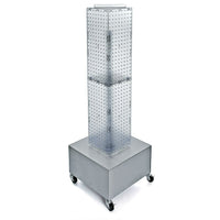 Azar Displays – Tour d’affichage à panneaux perforés emboîtables sur 4 côtés à roulettes, 40 x 8 x 8po, transparent (703386-CLR)-Pivote sur une base en métal à roulettes