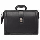 Mancini - Porte-documents plaideur luxueux pour portable 17.3po Milan - 18" x 6.5" x 12.25" - Noir-Noir, Cuir de vachette pleine fleur teint au tambour