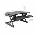 Rocelco - Rehausseur de bureau d'angle réglable assis/debout de 46 po avec tapis anti-fatigue - Noir-CADR a une surface de travail extra large de 46" et 24" de profondeur
