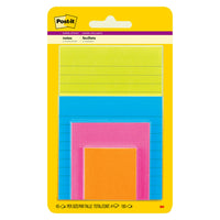 Post-it - Assortiment de feuillets super collants, collection Coup de pouce, tailles assorties, 45 feuillets/bloc, paquet de 4-Les Feuillets super collants Post-it offrent deux fois plus d’adhérence