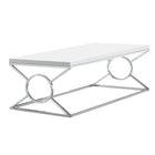 Monarch Specialties - 3400 Table De Salon - Blanc Lustre Avec Metal Chrome-Spacieux plateau de table fini blanc lustré