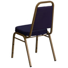 Flash Furniture – Chaise banquet empilable à dossier trapèze, siège 2,5 po, doré avec tissu bleu marine (FDBHF1AG0849)-Conception à dossier trapèze