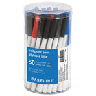 Baseline - Stylos à bille transparents Stick – 1,0 mm – couleurs variées – paquet de 50-Stylos à bille légers à prix abordable