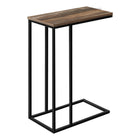 Monarch Specialties - 3764 Table D'Appoint - 25 po H/Faux Bois Brun/Metal Noir-Apportez une touche moderne a votre salon, bureau, chambre familiale ou taniere avec cette table d'appoint en forme de C
