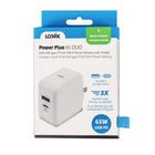 LOGiiX - Chargeur mural Power Plus 65W Duo - Blanc-Suffisamment puissant pour charger les smartphones, les tablettes et certains ordinateurs portables à pleine vitesse