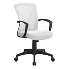 Monarch Specialties - 7341 Chaise De Bureau - Blanc/Base Noir-Chaise de bureau avec dossier à hauteur moyen, accoudoirs fixes avec tissu en maille polyester respirant blanc
