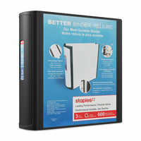 Staples - Reliure Better Binder, 3 po, noir-Plus résistante et plus facile à utiliser