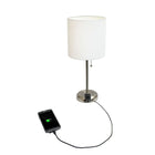 LimeLights – Lampe de table avec prise de chargement, blanc (LT2024-WHT)-Diamètre de l’abat-jour : 8,5 po x Hauteur : 19,5 po