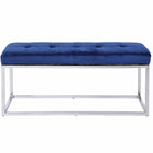 Plata Decor - Cisne Chome Banc avec haut de velours - Bleu-Banc d'intérieur rembourré