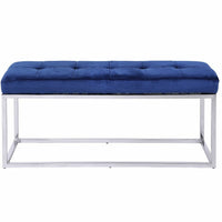 Plata Decor - Cisne Chome Banc avec haut de velours - Bleu-Banc d'intérieur rembourré