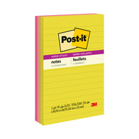 Post-it - Feuillets super collants, collection Joie estivale, 4 po x 6 po, lignés, 90 feuillets/bloc, paquet de 3, 270 feuilles-Les Feuillets super collants Post-it offrent deux fois plus d’adhérence
