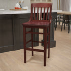 Flash Furniture – Tabouret de bar/restaurant au dossier à lattes verticales de la série Hercules, acajou-Renforts d'appui pour les pieds