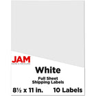 JAM Paper - Étiquettes d'expédition papier autocollant pleine page - 8 1/2 po x 11 po - Blanc - Paquet de 10-Emballage anglais seulement