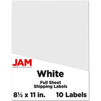 JAM Paper - Étiquettes d'expédition papier autocollant pleine page - 8 1/2 po x 11 po - Blanc - Paquet de 10-Emballage anglais seulement