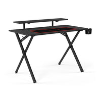Emerge Bureau de jeu Vizon - 47 po, noir-Bureau de jeu stratifié noir en fibre de carbone