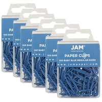 JAM Paper – Trombones standard, bleu pâle, 6 paquets de 100, total de 600 (221819033g)-Bleu pâle