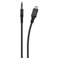 Scosche - câble audio tressé 3,5 mm auxiliaire à Lightning - 1,2 m (4 pi) - gris spatial-Le câble inclut un connecteur Lightning et un connecteur auxiliaire 3,5 mm pour brancher les téléphones et les tablettes sur le port d’entrée auxiliaire, à la maison ou dans l’auto.