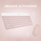 Logitech - MK470 Ensemble clavier et souris sans fil ultra-fin - Rose-Poids : 0,22 lb (souris)/1,23 lb (clavier)