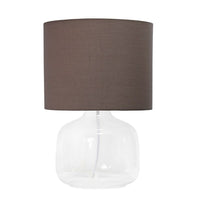 Lampe de table en verre Simple Designs avec abat-jour en tissu, transparent avec abat-jour gris-Lampe de table