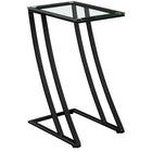 Monarch Specialties - 3089 Table D'Appoint - Metal Noir Avec Verre Trempe-Robuste base en métal en forme de double « Z »