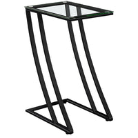 Monarch Specialties - 3089 Table D'Appoint - Metal Noir Avec Verre Trempe-Robuste base en métal en forme de double « Z »