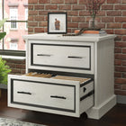 Sauder - La Collection Carolina Grove Classeur latéral - Finition Winter Oak-Tiroirs avec coulisses à extension complète pour dossiers suspendus de format lettre ou légal.